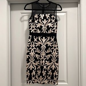 The Limited size 0 black and gold sequins sleeveless sheer overlay dress